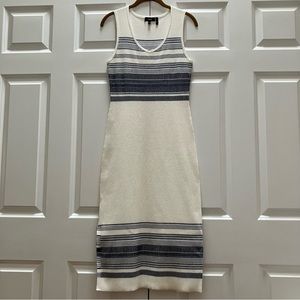 Theory Reverie Rib Tank Dress Striped Ribbed Knit Midi Maxi Bodycon size Medium